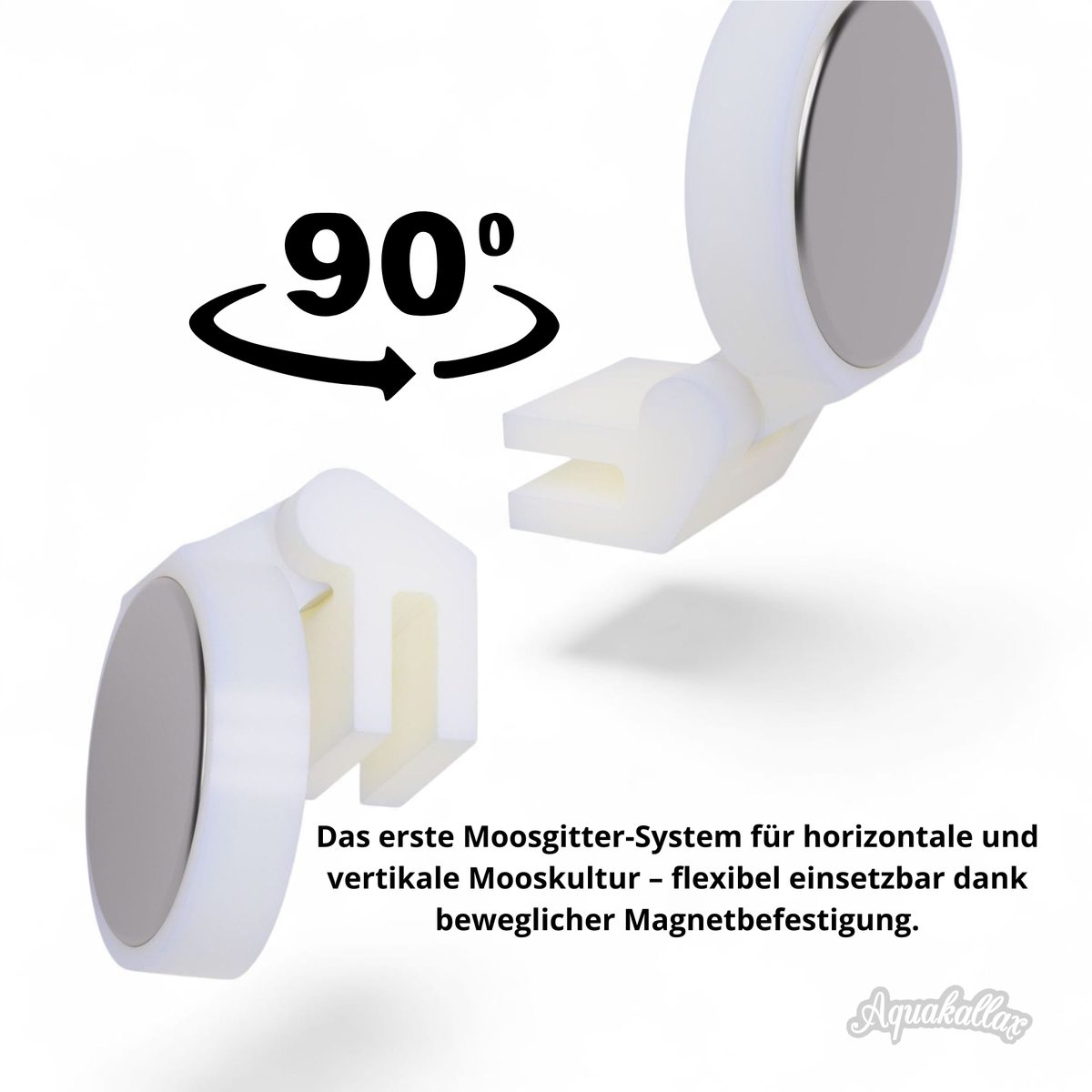 Aquakallax Moosgitter-Magnetbefestigung mit um 90 Grad schwenkbarem Gelenk für horizontale und vertikale Mooskultur