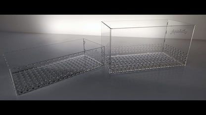 Aquakallax Pflanzenbox Größe L mit 20 × 10 cm Grundfläche in zwei Höhen mit transparenten Wänden und gelochtem Boden