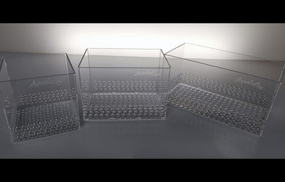 Aquakallax Pflanzenboxen in den Größen S, M und L mit 10 cm Höhe und transparenten Wänden nebeneinander