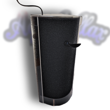 Aquakallax Classic Hamburger Mattenfilter mit Aquael PAT MINI, schwarzer Filtermatte und Ausströmer, Vorderansicht