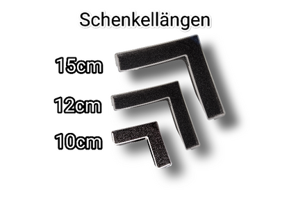 Aquakallax Konkav Hamburger Mattenfilter im Querschnitt: Vergleich der Schenkellängen 10, 12 und 15 cm